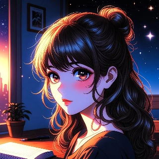 Lo-Fi Anime Girl Studying Night Aesthetic