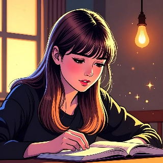 Lo-Fi Anime Girl Studying Night Aesthetic