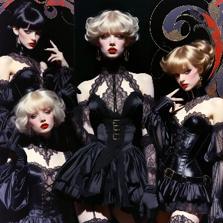 Mysterious Gothic Chic Anime Girls in Black Lace