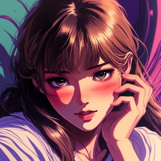 Shy Anime Girl Hiding Face in 90s Style