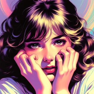 Shy Sweet Anime Girl Hiding Face 90s Style