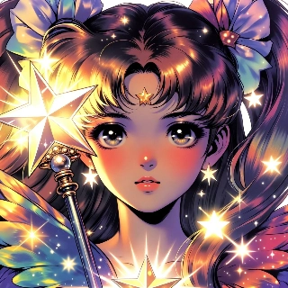 Sparkling Magic Girl Wand Stars 90s Anime Style