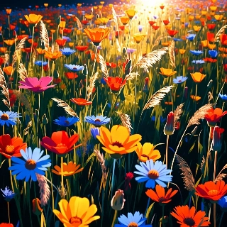 Cottagecore Flower Field Soft Sun Dark Anime PFP