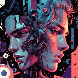 Cyberpunk Anime Cyborg with Mechanical Enhancements