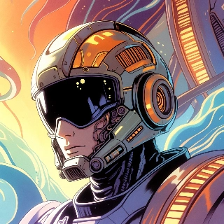 Dark Mecha Robot Pilot in Sci-Fi Helmet Anime Style
