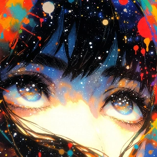 Dreamy Starry Eyes Dark Anime Portrait