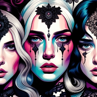 Gothic Chic Anime Trio Mysterious Lace Portraits