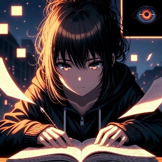 Lo-Fi Anime Girl Studying Night Glow