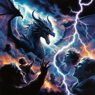 Mystical Dragon Roaring in Lightning Clouds Anime