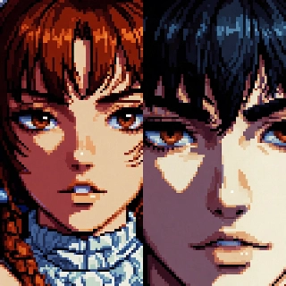 Pixel Retro Anime Waifu Husbando Dark Duo