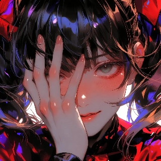 Shy Sweet Anime Girl Hiding Face Dark Style