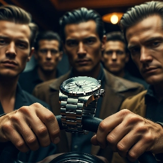Cool Guy Hands on Steering Wheel with Luxury Watch