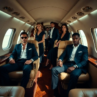 Cool Guy in Private Jet Interior Luxury Style
