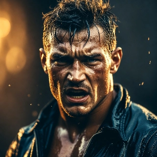 Determined Sweaty Athlete Grit Intense Portrait