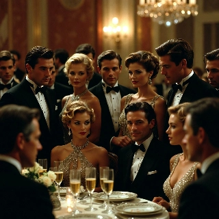 Elegant Cool Boy at Gala Dinner Champagne