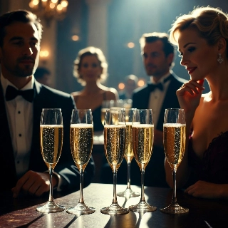 Elegant Tuxedo Man Champagne Gala Dinner
