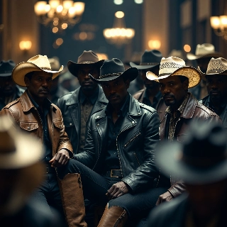 Lonely Cowboy in Cinematic Bokeh Crowd