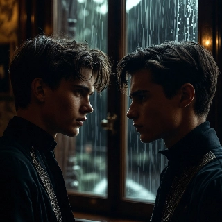 Melancholic Boy Profiles Staring Rainy Window Aesthetic