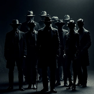 Mysterious Noir Silhouette Faces in Shadow