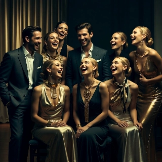 Radiant Laughter Cool Boys Glamorous Group Portrait