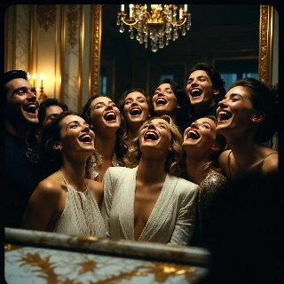 Radiant Laughter Group in Luxurious Mirror Hall