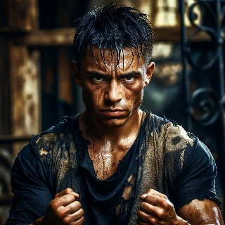 Determined Grunge Emo Athlete Sweat Grit Portrait