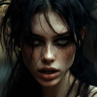 Fierce Emo Girl with Intense Eyes Grunge Portrait