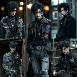 Grunge Emo Boy in High-End Streetwear Hypebeast Style