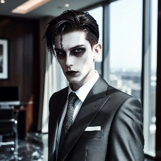 Grunge Emo Executive in Sharp Black Suit