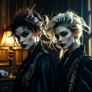 Grunge Emo Twin Girls Old Money Polo Aesthetic