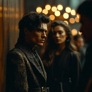 Lonely Grunge Boy in Cinematic Bokeh Crowd
