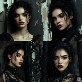 Mysterious Gothic Chic Girl Black Lace Portrait