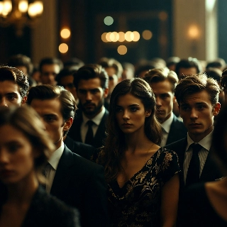 Lonely Sad Boy in Cinematic Bokeh Crowd