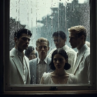 Melancholic Sad Boys Gazing at Rainy Window