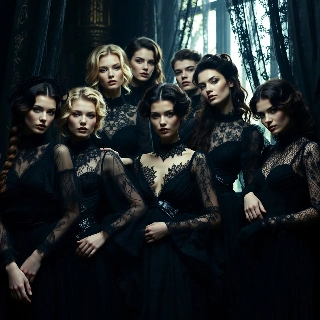 Mysterious Gothic Chic Ensemble in Black Lace