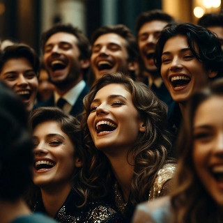 Radiant laughter pure happiness in a diverse group of young people laughing joyfully, perfect sad boy PFP vibe with uplifting energy