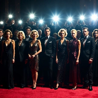 Sad Boy on Red Carpet Amid Camera Flashes