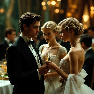 Sad Elegant Gala Boy Toasting Champagne Realistic