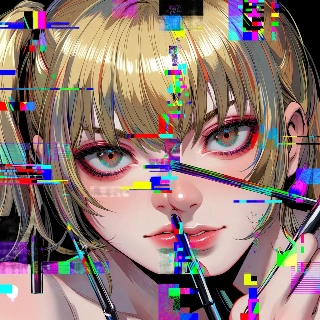 AI Glitch Distorted Anime Beauty Portrait