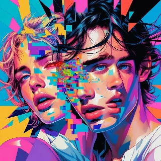 AI Glitch Distorted Beauty Portrait