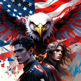 Bald Eagle American Flag Anime Duo PFP