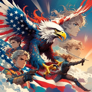 Bald Eagle American Flag Anime Warriors Dynamic PFP