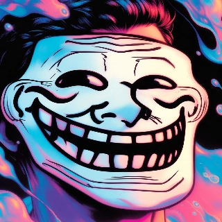 Classic Troll Face Animated Neon Art