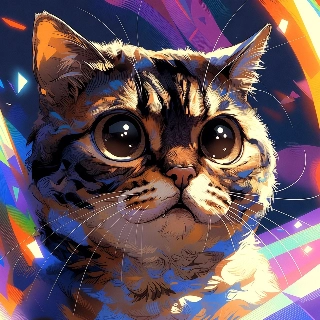 Confused Funny Cat Meme with Big Eyes Vibrant Style