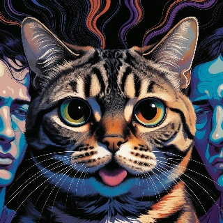 Confused Tabby Cat Meme in Vibrant Illustrative Style