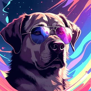 Cool Sunglasses Dog Neon Cyberpunk Portrait
