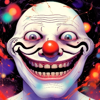 Creepy Troll Clown Face Animated GIF Art