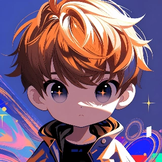 Cute Chibi Boy with Fluffy Orange Hair Anime Style