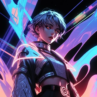 Cybercore Futuristic Anime Girl Neon Glow
