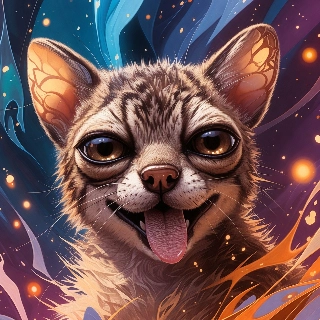 Schockiertes, weit aufgerissenes Gesicht in lebendiger surrealer Kunst